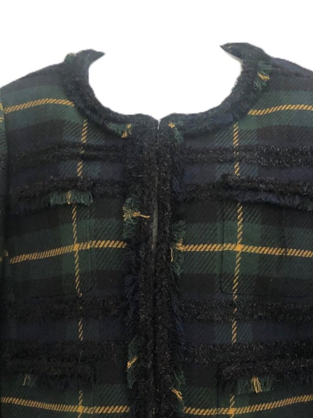 J. Crew Black Watch Tartan Plaid Jacket Lurex Trim Women's 8 NWT - Picture 3 of 13